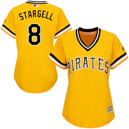 Pirates #8 Willie Stargell Gold Alternate Women's Stitched MLB Jersey - Click Image to Close